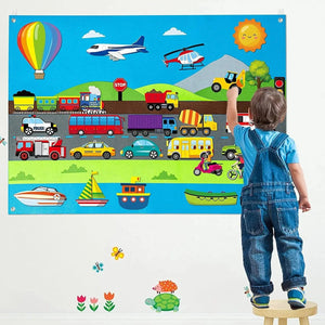 Planet Gates Vehicles My Daily Calendar,Farm,Transportation Felt Story Board For Toddlers,Preschool Education Storytelling Montessori Toys for Kids
