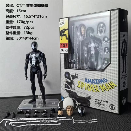 Planet Gates Venom Spiderman / no box CT Black Spider-Man Action Figures Venom Spiderman Comic Version Mafex 147 Anime Figurine Statue Collection Model Decor Gift Toy