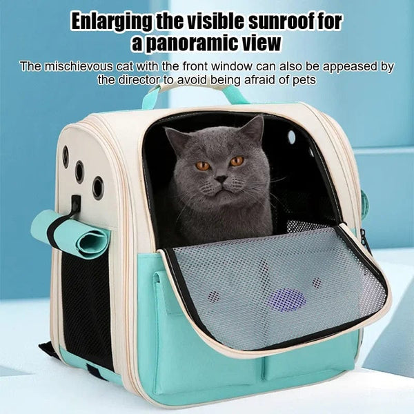 Planet Gates Ventilation Large Capacity Cat Carrier Backpack Adjustable Strap Pet Carrying Bag Foldable Cat Backpack for Outdoor Travel