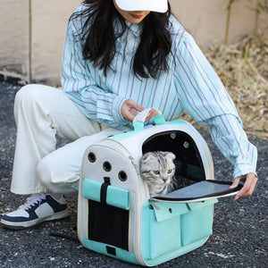Planet Gates Ventilation Large Capacity Cat Carrier Backpack Adjustable Strap Pet Carrying Bag Foldable Cat Backpack for Outdoor Travel