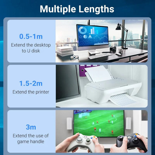 Planet Gates Vention USB 3.0 Extension Cable USB 3.0 2.0 Cable Extender Data Cord for PC Smart TV Xbox One SSD Fast Speed USB Cable Extension