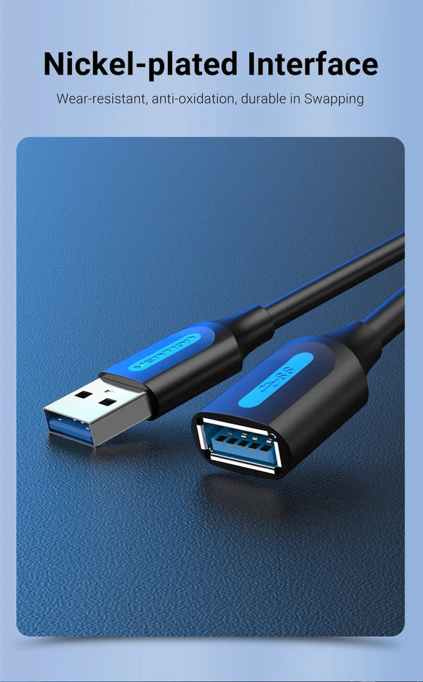 Planet Gates Vention USB 3.0 Extension Cable USB 3.0 2.0 Cable Extender Data Cord for PC Smart TV Xbox One SSD Fast Speed USB Cable Extension