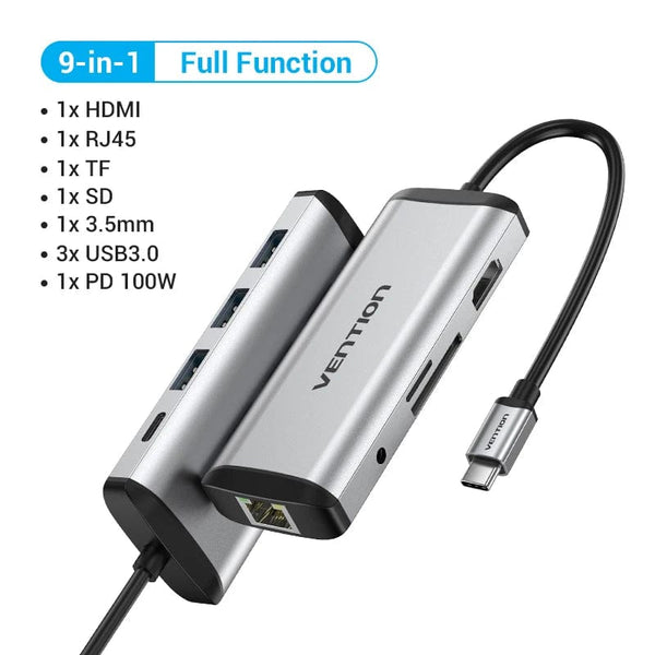 Planet Gates Vention USB C HUB Type C to USB 3.0 Dock Station USB C HDMI RJ45 4K for MacBook Pro Air Accessories Type C 3.1 Splitter USB HUB