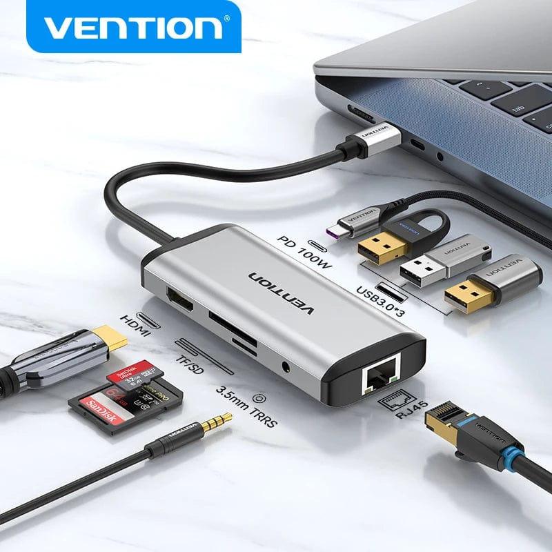 Planet Gates Vention USB C HUB Type C to USB 3.0 Dock Station USB C HDMI RJ45 4K for MacBook Pro Air Accessories Type C 3.1 Splitter USB HUB
