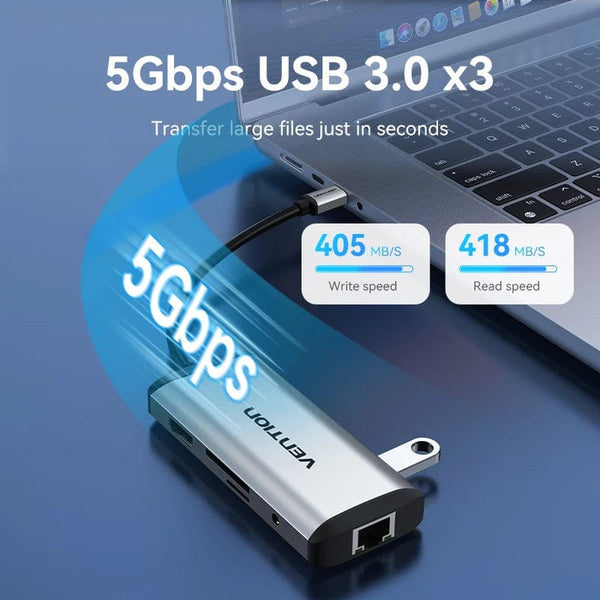 Planet Gates Vention USB C HUB Type C to USB 3.0 Dock Station USB C HDMI RJ45 4K for MacBook Pro Air Accessories Type C 3.1 Splitter USB HUB