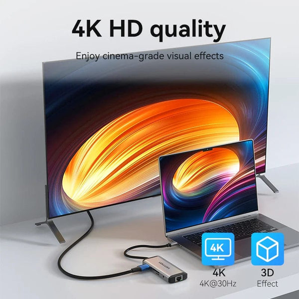Planet Gates Vention USB C HUB Type C to USB 3.0 Dock Station USB C HDMI RJ45 4K for MacBook Pro Air Accessories Type C 3.1 Splitter USB HUB