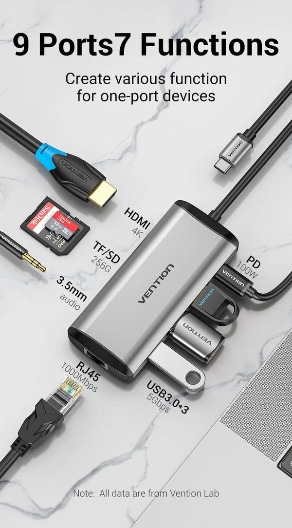 Planet Gates Vention USB C HUB Type C to USB 3.0 Dock Station USB C HDMI RJ45 4K for MacBook Pro Air Accessories Type C 3.1 Splitter USB HUB