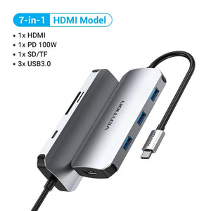 Planet Gates Vention USB C HUB Type C to USB 3.0 Dock Station USB C HDMI RJ45 4K for MacBook Pro Air Accessories Type C 3.1 Splitter USB HUB