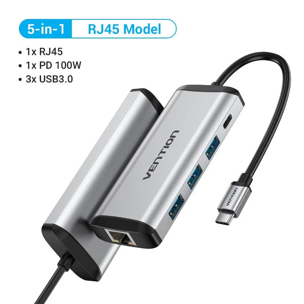 Planet Gates Vention USB C HUB Type C to USB 3.0 Dock Station USB C HDMI RJ45 4K for MacBook Pro Air Accessories Type C 3.1 Splitter USB HUB