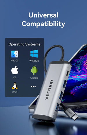 Planet Gates Vention USB C HUB Type C to USB 3.0 Dock Station USB C HDMI RJ45 4K for MacBook Pro Air Accessories Type C 3.1 Splitter USB HUB
