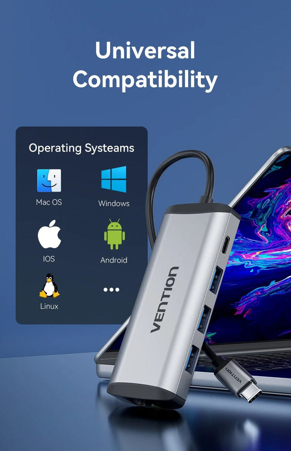 Planet Gates Vention USB C HUB Type C to USB 3.0 Dock Station USB C HDMI RJ45 4K for MacBook Pro Air Accessories Type C 3.1 Splitter USB HUB