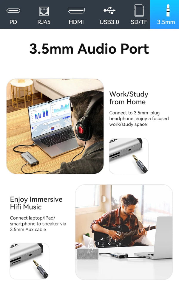 Planet Gates Vention USB C HUB Type C to USB 3.0 Dock Station USB C HDMI RJ45 4K for MacBook Pro Air Accessories Type C 3.1 Splitter USB HUB