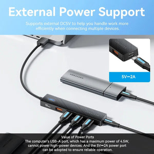 Planet Gates Vention Usb Hub 4 Port ABS Hub Usb 3 0 10Gbps for Laptop Multi Splitter Adapter For Xiaomi Macbook PC Computer Accessories