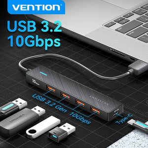 Planet Gates Vention Usb Hub 4 Port ABS Hub Usb 3 0 10Gbps for Laptop Multi Splitter Adapter For Xiaomi Macbook PC Computer Accessories