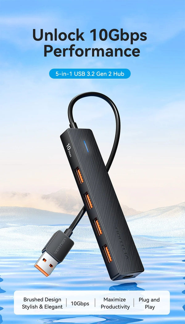 Planet Gates Vention Usb Hub 4 Port ABS Hub Usb 3 0 10Gbps for Laptop Multi Splitter Adapter For Xiaomi Macbook PC Computer Accessories