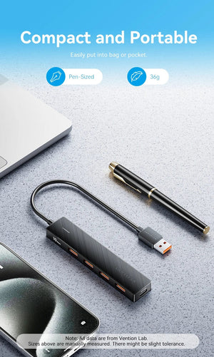 Planet Gates Vention Usb Hub 4 Port ABS Hub Usb 3 0 10Gbps for Laptop Multi Splitter Adapter For Xiaomi Macbook PC Computer Accessories