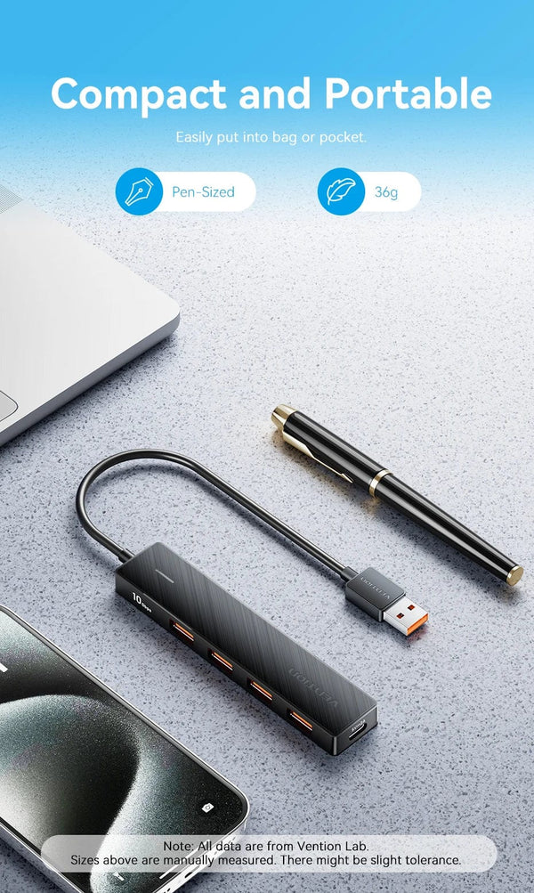 Planet Gates Vention Usb Hub 4 Port ABS Hub Usb 3 0 10Gbps for Laptop Multi Splitter Adapter For Xiaomi Macbook PC Computer Accessories