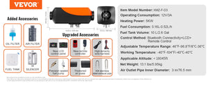 Planet Gates VEVOR Diesel Air Heater 12V 2/5/8KW Diesel Heater with Remote Control Parking Heater Car Heater for RV Trailer Camper Van Boat