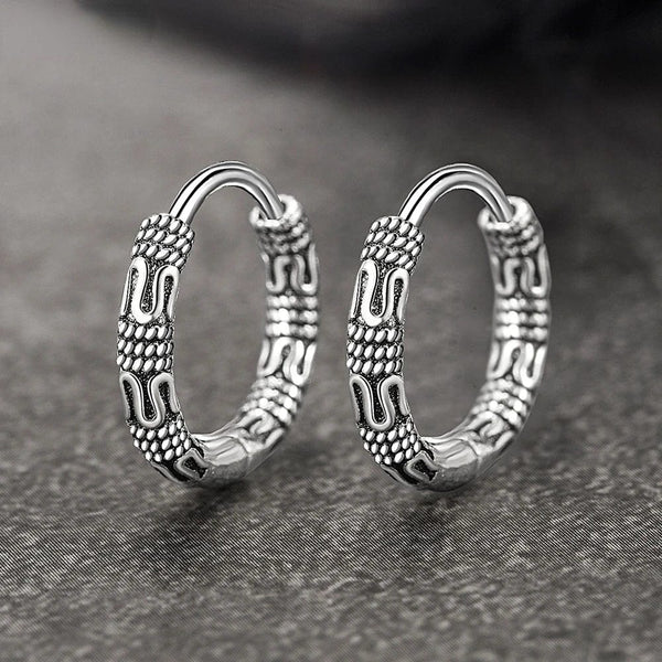 Planet Gates Vintage 925 Sterling Silver Hoop Earrings Pattern Earring For Women Silver Jewelry Korea New