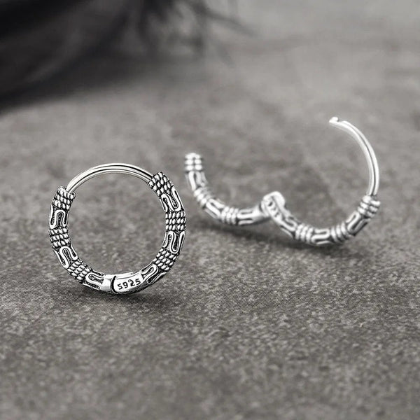 Planet Gates Vintage 925 Sterling Silver Hoop Earrings Pattern Earring For Women Silver Jewelry Korea New