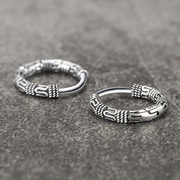 Planet Gates Vintage 925 Sterling Silver Hoop Earrings Pattern Earring For Women Silver Jewelry Korea New