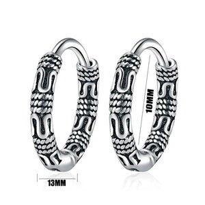 Planet Gates Vintage 925 Sterling Silver Hoop Earrings Pattern Earring For Women Silver Jewelry Korea New