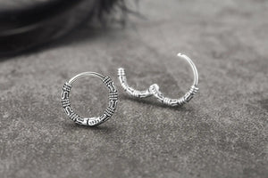 Planet Gates Vintage 925 Sterling Silver Hoop Earrings Pattern Earring For Women Silver Jewelry Korea New
