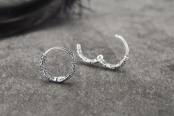 Planet Gates Vintage 925 Sterling Silver Hoop Earrings Pattern Earring For Women Silver Jewelry Korea New