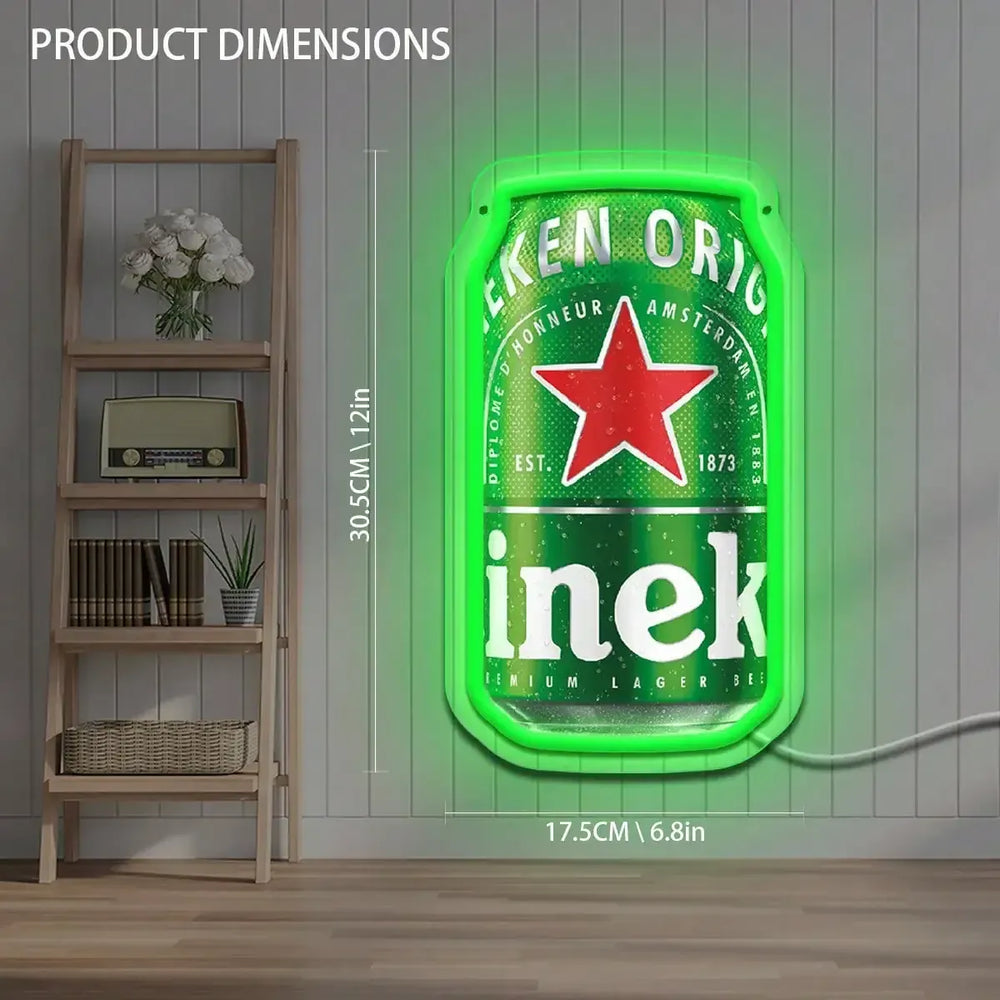 Planet Gates 28.5x15.5cm Vintage Beer Can Neon Sign Realistic LED Light for Bar Pub Man Cave Home Decor Retro Industrial Wall Art Gift for Beer Lovers