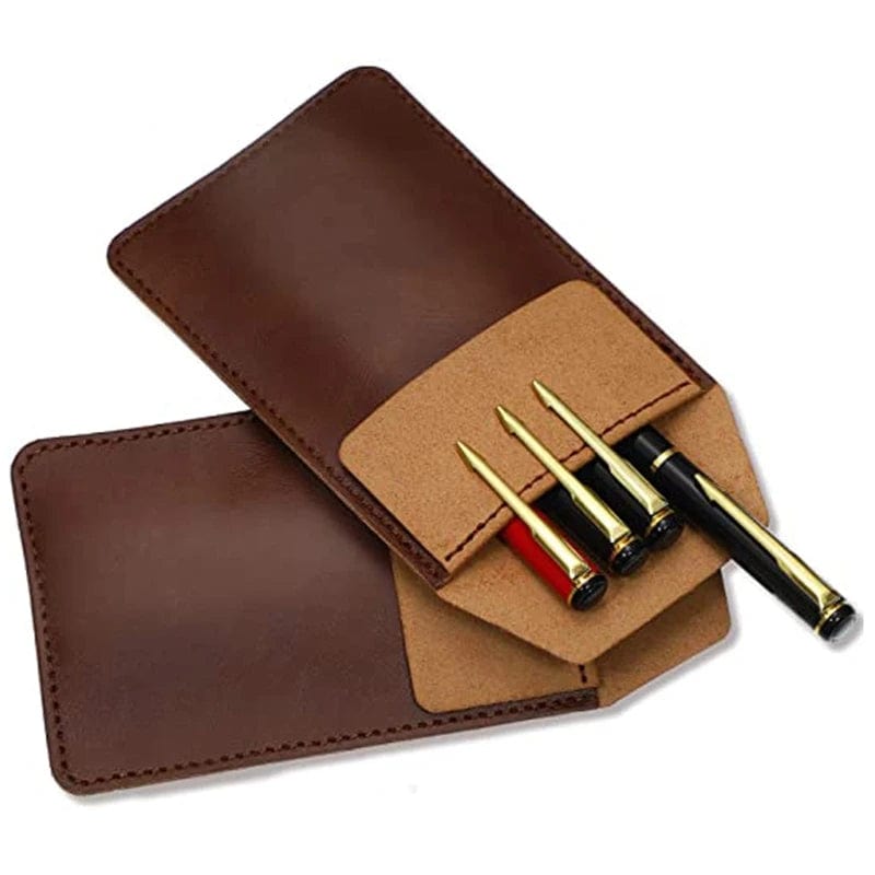 Planet Gates Vintage Leather Pen Pocket Multi-funcational Pen Sleeve Pen Holder Case for Office Women Men Doctor Nurse Artist Teacher Gift