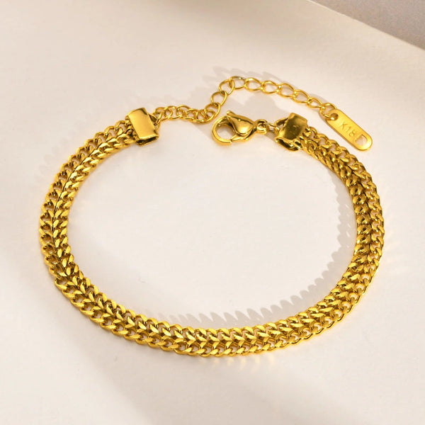 Planet Gates Vintage Mesh Link Bracelet for Women ,Thick Chain Stainless Steel Fashion Wristhand