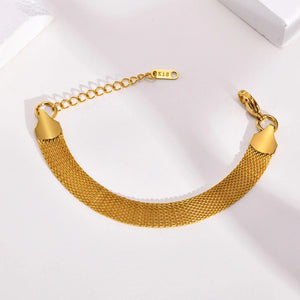 Planet Gates Vintage Mesh Link Bracelet for Women ,Thick Chain Stainless Steel Fashion Wristhand