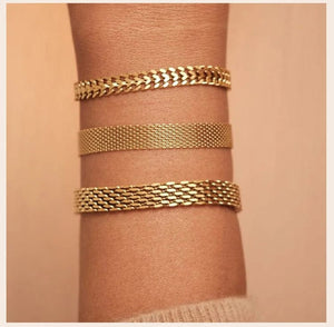 Planet Gates Vintage Mesh Link Bracelet for Women ,Thick Chain Stainless Steel Fashion Wristhand