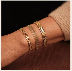 Planet Gates Vintage Mesh Link Bracelet for Women ,Thick Chain Stainless Steel Fashion Wristhand