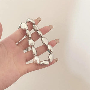 Planet Gates Vintage Silver-plate Geometric Exaggerated Artificial Pearl Chain Necklace For Women Female Fashion Boho Y2K Girl Jewelry Gift