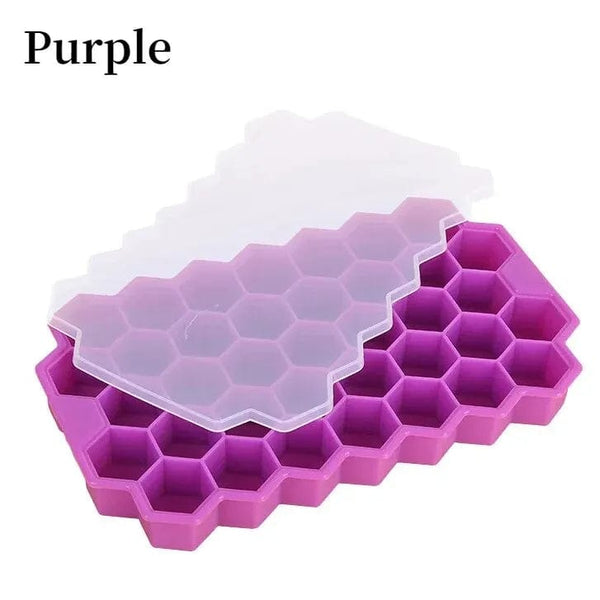 Planet Gates Violet Large-capacity Ice Trays Silicone Mold Reusable Honeycomb Ice Cube Maker Food Grade Ice Maker with Lids Popsicle Mould Ice Mold