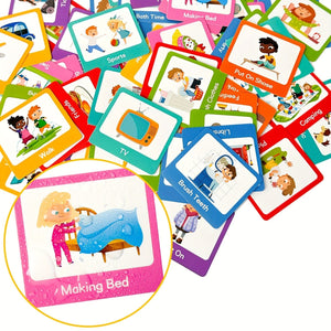 Planet Gates Visual Schedule Cards 60pcs Visual Schedule Cards, Daily Routine Cards for Home Day Night Routine Chart Cards, Visual Wall Planner Chore Chart for Kids Toddlers Behavior Schedule Cards for Kids Classroom School