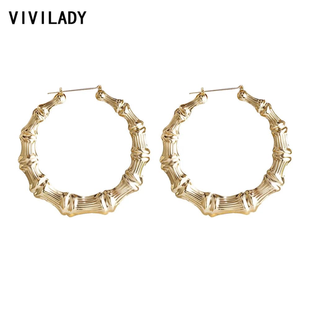 Planet Gates VIVILADY Hot Larger Bamboo Hoop Earrings Women Basketball Wives Summer Spring Autumn Fashion Jewelry Girl Bijoux Accessory Gifts