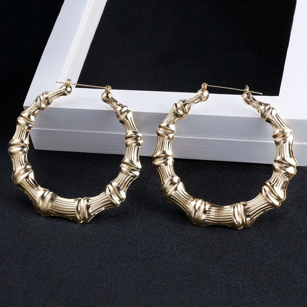 Planet Gates VIVILADY Hot Larger Bamboo Hoop Earrings Women Basketball Wives Summer Spring Autumn Fashion Jewelry Girl Bijoux Accessory Gifts