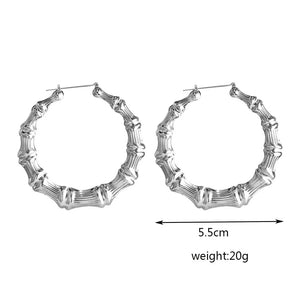 Planet Gates VIVILADY Hot Larger Bamboo Hoop Earrings Women Basketball Wives Summer Spring Autumn Fashion Jewelry Girl Bijoux Accessory Gifts
