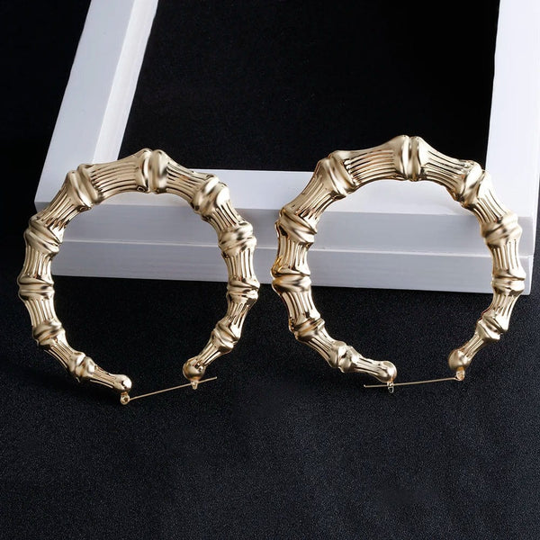 Planet Gates VIVILADY Hot Larger Bamboo Hoop Earrings Women Basketball Wives Summer Spring Autumn Fashion Jewelry Girl Bijoux Accessory Gifts