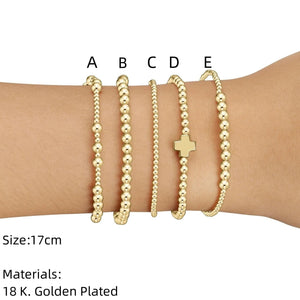 Planet Gates Vlen Christian Gold Cross Luxury Bracelet Fashion Jewelry 18 K Gold Plated Beads Bracelet for Women Beaded Pulseras Mujer