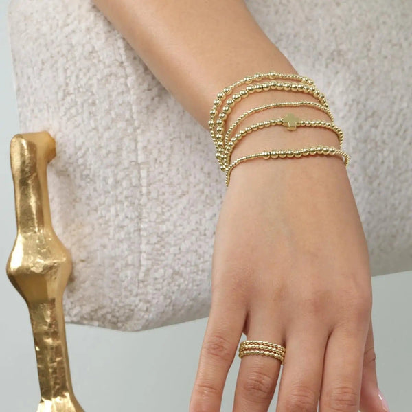 Planet Gates Vlen Christian Gold Cross Luxury Bracelet Fashion Jewelry 18 K Gold Plated Beads Bracelet for Women Beaded Pulseras Mujer