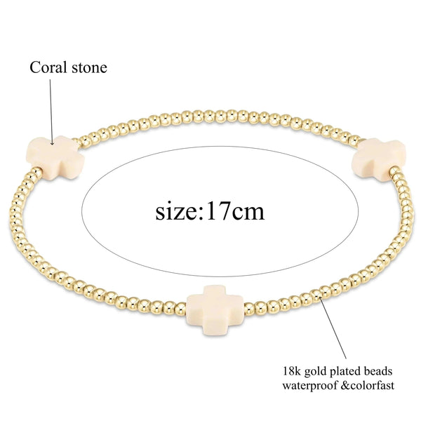 Planet Gates Vlen Cross Bracelet Stackable Gold Plated 18 K Waterproof Designe Bracelets for Women Jewelry Natural Stone Boho Summer Pulseras