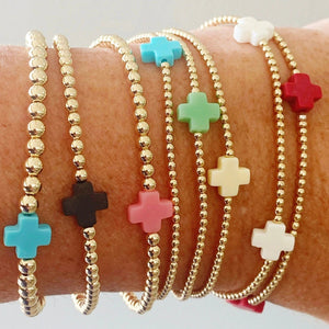 Planet Gates Vlen Cross Bracelet Stackable Gold Plated 18 K Waterproof Designe Bracelets for Women Jewelry Natural Stone Boho Summer Pulseras