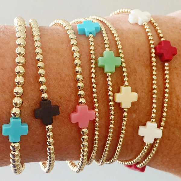 Planet Gates Vlen Cross Bracelet Stackable Gold Plated 18 K Waterproof Designe Bracelets for Women Jewelry Natural Stone Boho Summer Pulseras