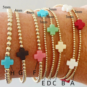 Planet Gates Vlen Cross Bracelet Stackable Gold Plated 18 K Waterproof Designe Bracelets for Women Jewelry Natural Stone Boho Summer Pulseras
