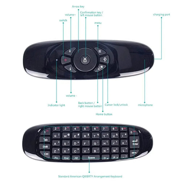 Planet Gates Voice Not Backlit Voice Air Mouse C120 2.4G RF Smart Remote Control 7 Color Backlight Wireless Mini Keyboard for Android TV Box