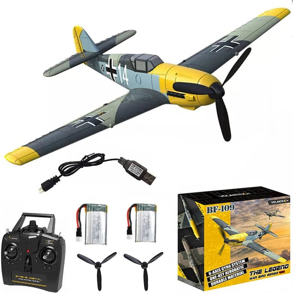 Planet Gates VolantexRC Remote Control Airplane BF109 2.4GHz 4CH 400mm Wingspan One Key U-Turn Aerobatic RC Plane  Warbird Gift Toys 761-11