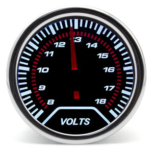 Planet Gates Voltmeter 2" 52mm Universal 12V LED Smoke Len -1~0~2 BAR Turbo Boost Gauge Meter / Turbo Boost Meter with White LED Backlight For 12V Car